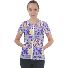 Folk floral pattern. Abstract flowers surface design. Seamless pattern Short Sleeve Zip Up Jacket