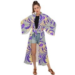 Folk floral pattern. Abstract flowers surface design. Seamless pattern Maxi Kimono