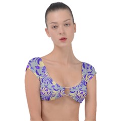 Folk floral pattern. Abstract flowers surface design. Seamless pattern Cap Sleeve Ring Bikini Top