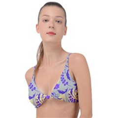 Folk floral pattern. Abstract flowers surface design. Seamless pattern Knot Up Bikini Top