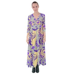 Folk floral pattern. Abstract flowers surface design. Seamless pattern Button Up Maxi Dress