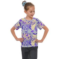 Folk floral pattern. Abstract flowers surface design. Seamless pattern Kids  Mesh Piece Tee