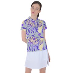 Folk floral pattern. Abstract flowers surface design. Seamless pattern Women s Polo Tee