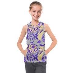 Folk floral pattern. Abstract flowers surface design. Seamless pattern Kids  Sleeveless Hoodie