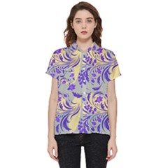 Folk floral pattern. Abstract flowers surface design. Seamless pattern Short Sleeve Pocket Shirt