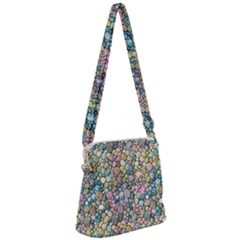 Multicolored Watercolor Stones Zipper Messenger Bag by SychEva