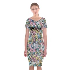 Multicolored Watercolor Stones Classic Short Sleeve Midi Dress by SychEva