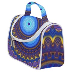 Blue Violet Midnight Sun Mandala Boho Hipppie Satchel Handbag by CrypticFragmentsDesign