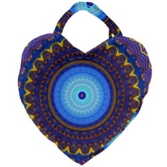 Blue Violet Midnight Sun Mandala Boho Hipppie Giant Heart Shaped Tote