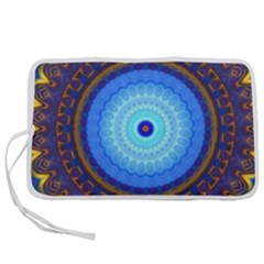 Blue Violet Midnight Sun Mandala Boho Hipppie Pen Storage Case (m) by CrypticFragmentsDesign