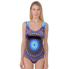 Blue Violet Midnight Sun Mandala Boho Hipppie Princess Tank Leotard  by CrypticFragmentsDesign