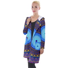 Blue Violet Midnight Sun Mandala Hippie Trippy Psychedelic Kaleidoscope  Hooded Pocket Cardigan by CrypticFragmentsDesign