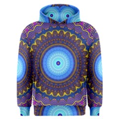 Blue Violet Midnight Sun Mandala Hippie Trippy Psychedelic Kaleidoscope  Men s Overhead Hoodie