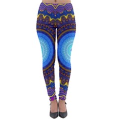 Blue Violet Midnight Sun Mandala Hippie Trippy Psychedelic Kaleidoscope  Lightweight Velour Leggings by CrypticFragmentsDesign