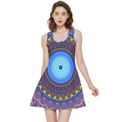 Blue Violet Midnight Sun Mandala Hippie Trippy Psychedelic Kaleidoscope  Inside Out Reversible Sleeveless Dress