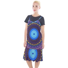 Blue Violet Midnight Sun Mandala Hippie Trippy Psychedelic Kaleidoscope  Camis Fishtail Dress by CrypticFragmentsDesign