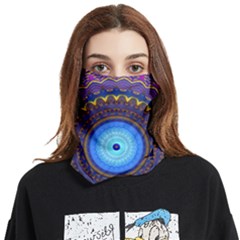 Blue Violet Midnight Sun Mandala Hippie Trippy Psychedelic Kaleidoscope  Face Covering Bandana (two Sides) by CrypticFragmentsDesign