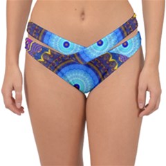 Blue Violet Midnight Sun Mandala Hippie Trippy Psychedelic Kaleidoscope  Double Strap Halter Bikini Bottom