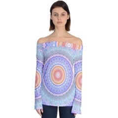 Pretty Pastel Boho Hippie Mandala Off Shoulder Long Sleeve Top by CrypticFragmentsDesign