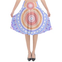 Pretty Pastel Boho Hippie Mandala Flared Midi Skirt by CrypticFragmentsDesign