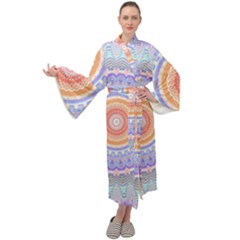 Pretty Pastel Boho Hippie Mandala Maxi Velour Kimono by CrypticFragmentsDesign