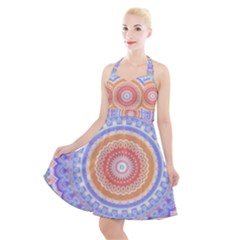 Pretty Pastel Boho Hippie Mandala Halter Party Swing Dress 