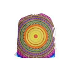 Neon Calliope Kaleidoscope Mandala Drawstring Pouch (Large)