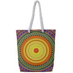 Neon Calliope Kaleidoscope Mandala Full Print Rope Handle Tote (Small)