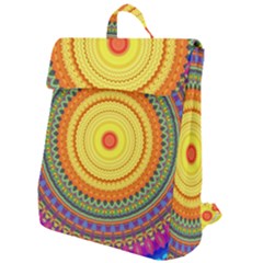 Neon Calliope Kaleidoscope Mandala Flap Top Backpack