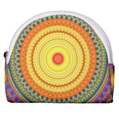 Neon Calliope Kaleidoscope Mandala Horseshoe Style Canvas Pouch by CrypticFragmentsDesign