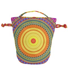 Neon Calliope Kaleidoscope Mandala Drawstring Bucket Bag