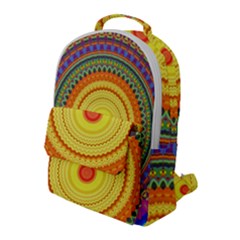 Neon Calliope Kaleidoscope Mandala Flap Pocket Backpack (large)