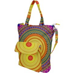 Neon Calliope Kaleidoscope Mandala Shoulder Tote Bag by CrypticFragmentsDesign