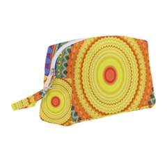 Neon Calliope Kaleidoscope Mandala Wristlet Pouch Bag (Medium)
