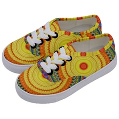 Neon Calliope Kaleidoscope Mandala Kids  Classic Low Top Sneakers by CrypticFragmentsDesign