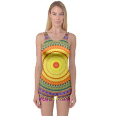 Neon Calliope Kaleidoscope Mandala One Piece Boyleg Swimsuit