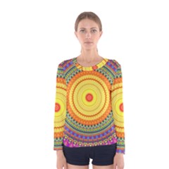 Neon Calliope Kaleidoscope Mandala Women s Long Sleeve Tee