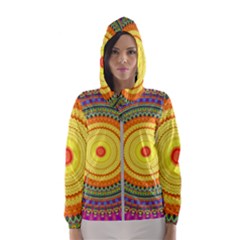 Neon Calliope Kaleidoscope Mandala Women s Hooded Windbreaker by CrypticFragmentsDesign