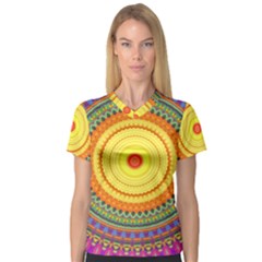 Neon Calliope Kaleidoscope Mandala V-Neck Sport Mesh Tee