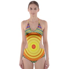 Neon Calliope Kaleidoscope Mandala Cut-Out One Piece Swimsuit