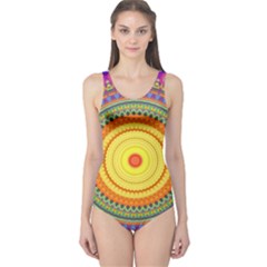 Neon Calliope Kaleidoscope Mandala One Piece Swimsuit