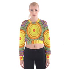 Neon Calliope Kaleidoscope Mandala Cropped Sweatshirt