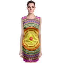 Neon Calliope Kaleidoscope Mandala Classic Sleeveless Midi Dress
