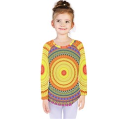 Neon Calliope Kaleidoscope Mandala Kids  Long Sleeve Tee