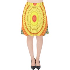 Neon Calliope Kaleidoscope Mandala Velvet High Waist Skirt