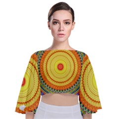 Neon Calliope Kaleidoscope Mandala Tie Back Butterfly Sleeve Chiffon Top by CrypticFragmentsDesign