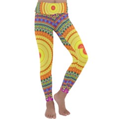 Neon Calliope Kaleidoscope Mandala Kids  Lightweight Velour Classic Yoga Leggings