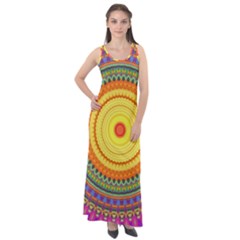 Neon Calliope Kaleidoscope Mandala Sleeveless Velour Maxi Dress