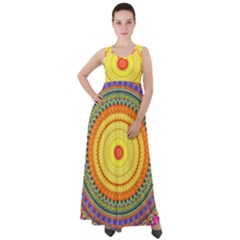 Neon Calliope Kaleidoscope Mandala Empire Waist Velour Maxi Dress