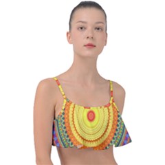 Neon Calliope Kaleidoscope Mandala Frill Bikini Top